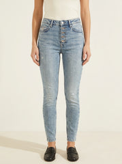 GUESS HIGH-RISE BUTTON-FLY SKINNY JEANS