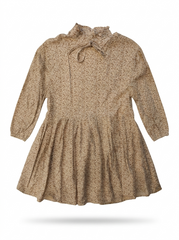Girls' Vintage Floral Beige Winter Frock