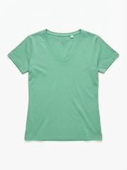 Imported Girls Solid Light Green Casual V-Neck Tee