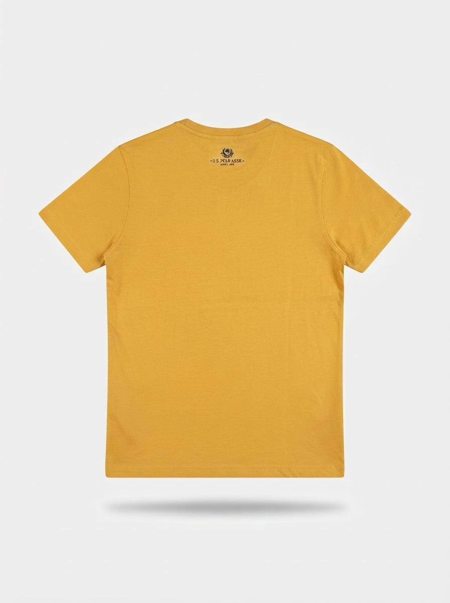 Men's Vintage Graphic Crew Neck T-Shirt – Mustard Yellow Casual Short Sleeve Tee