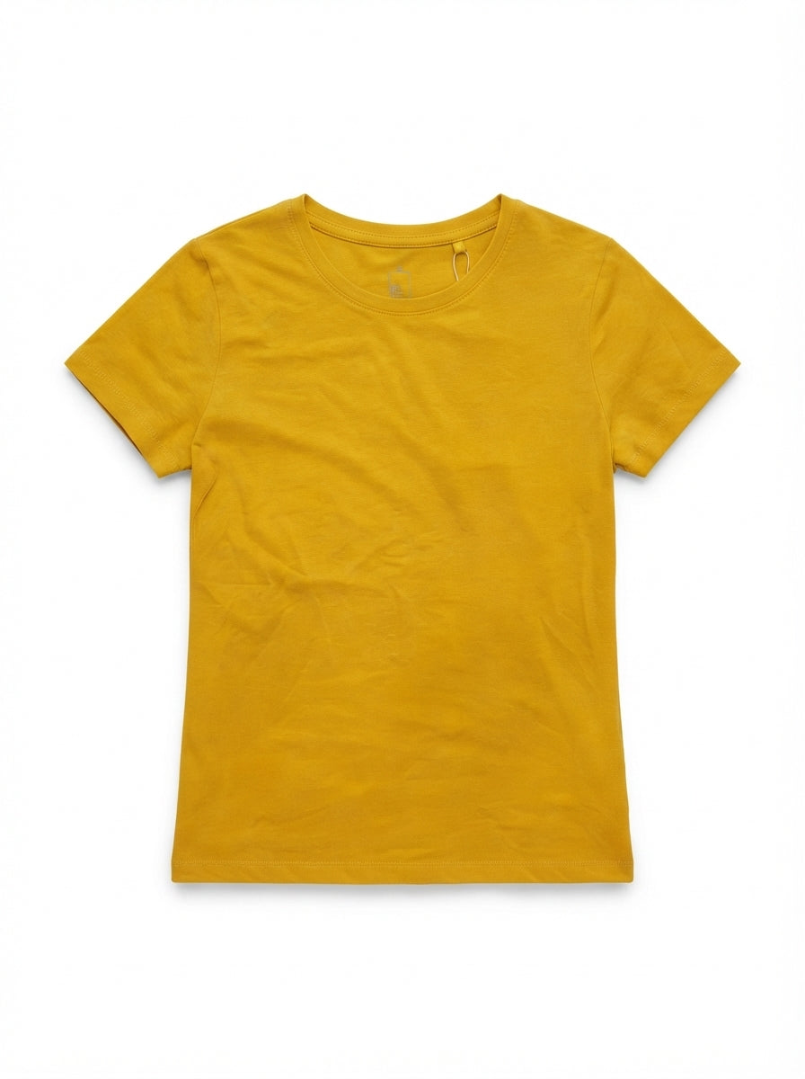 Imported Girls Solid Gold Crewneck Short-Sleeve Tee