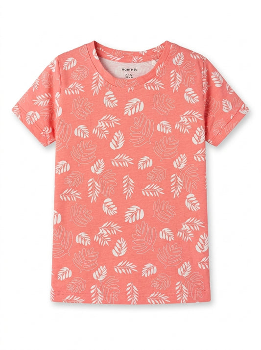Kids Coral Leaf Print Short-Sleeve T-Shirt | Name It