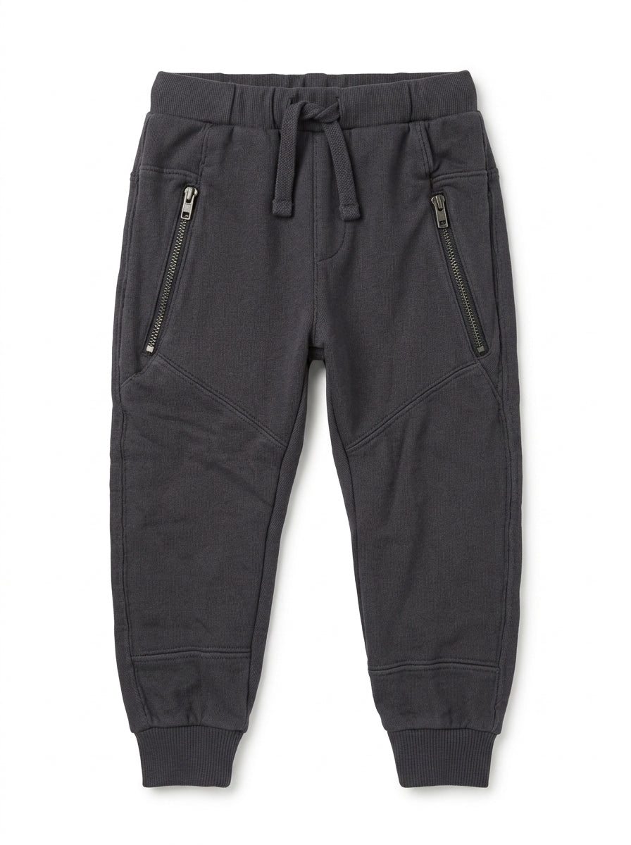 Boys' Everyday Active Fleece Joggers – Dark Grey Sweatpants with Drawstring