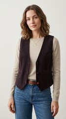 DOPPELGANGER Women's regular fit waistcoat in cotton corduroy