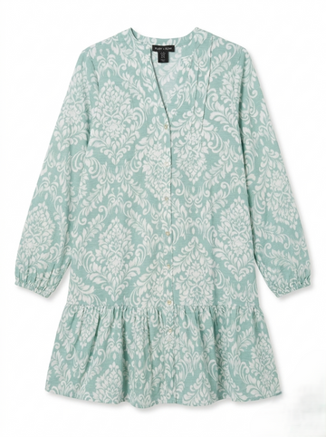 Damask Women Print Drop-Hem Mini Dress