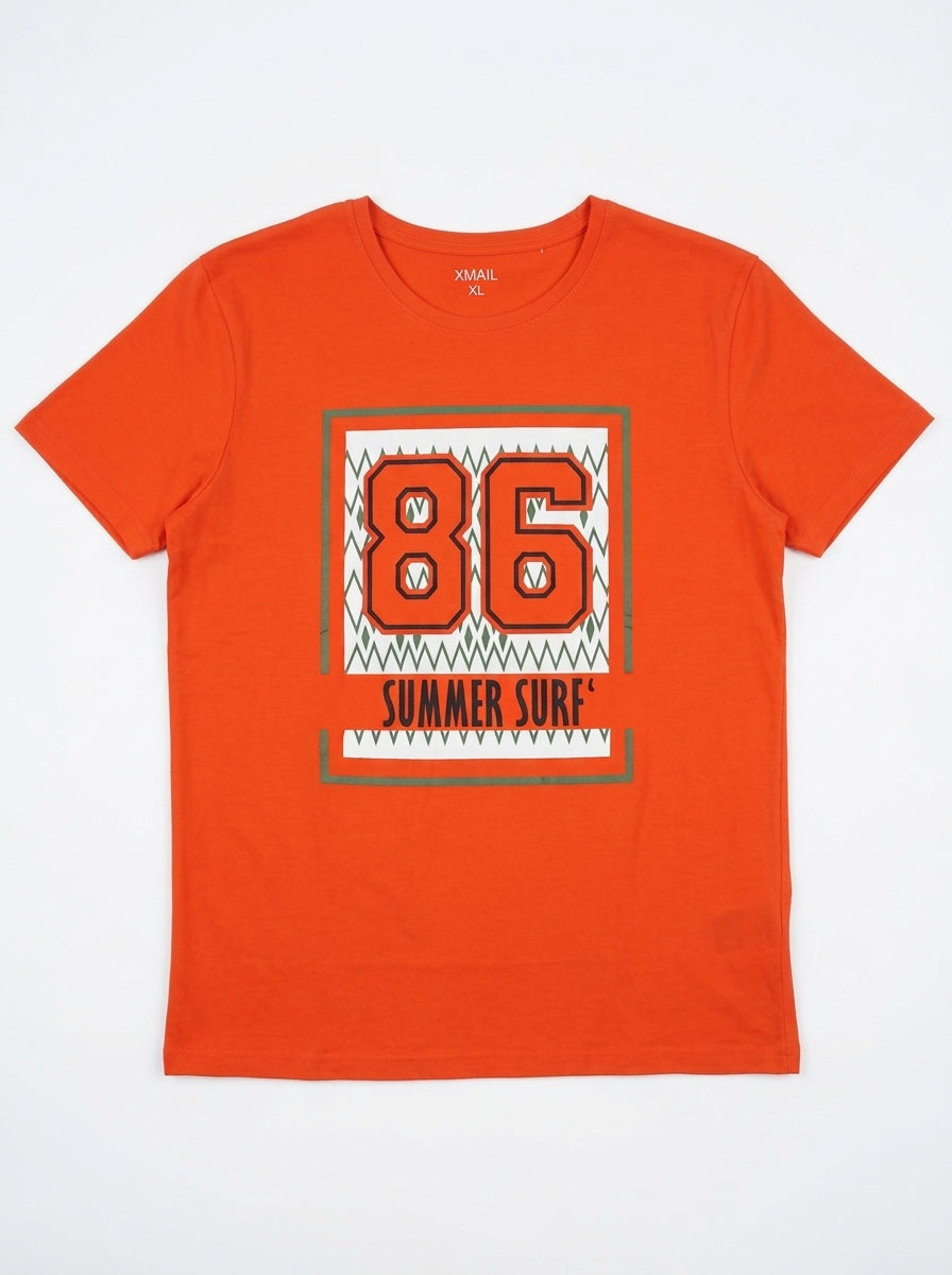 Men's Imported Quality Orange Graphic T-Shirt Summer Surf Tee