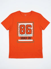 Men's Orange Graphic T-Shirt Summer Surf Tee