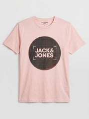 Men’s Light Pink Graphic Crew Neck T-Shirt