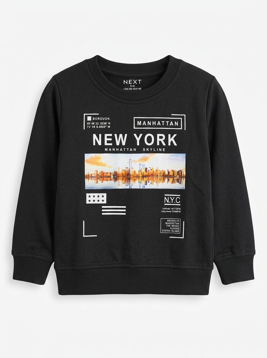 Boys' Black "NEW YORK MANHATTAN" Graphic Sweatshirt – Next