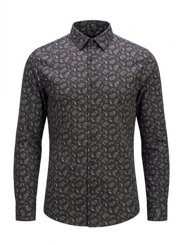Men’s Dark Vintage Motif Patterned Shirt