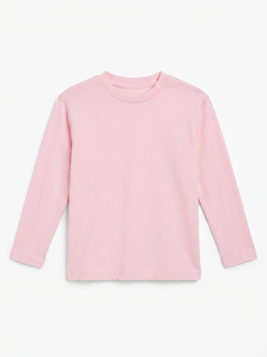 Kids' Solid Light Pink Long-Sleeve T-Shirt