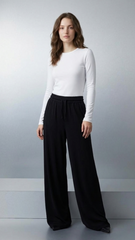 OYSHO Womens Black Wide Leg Trouser