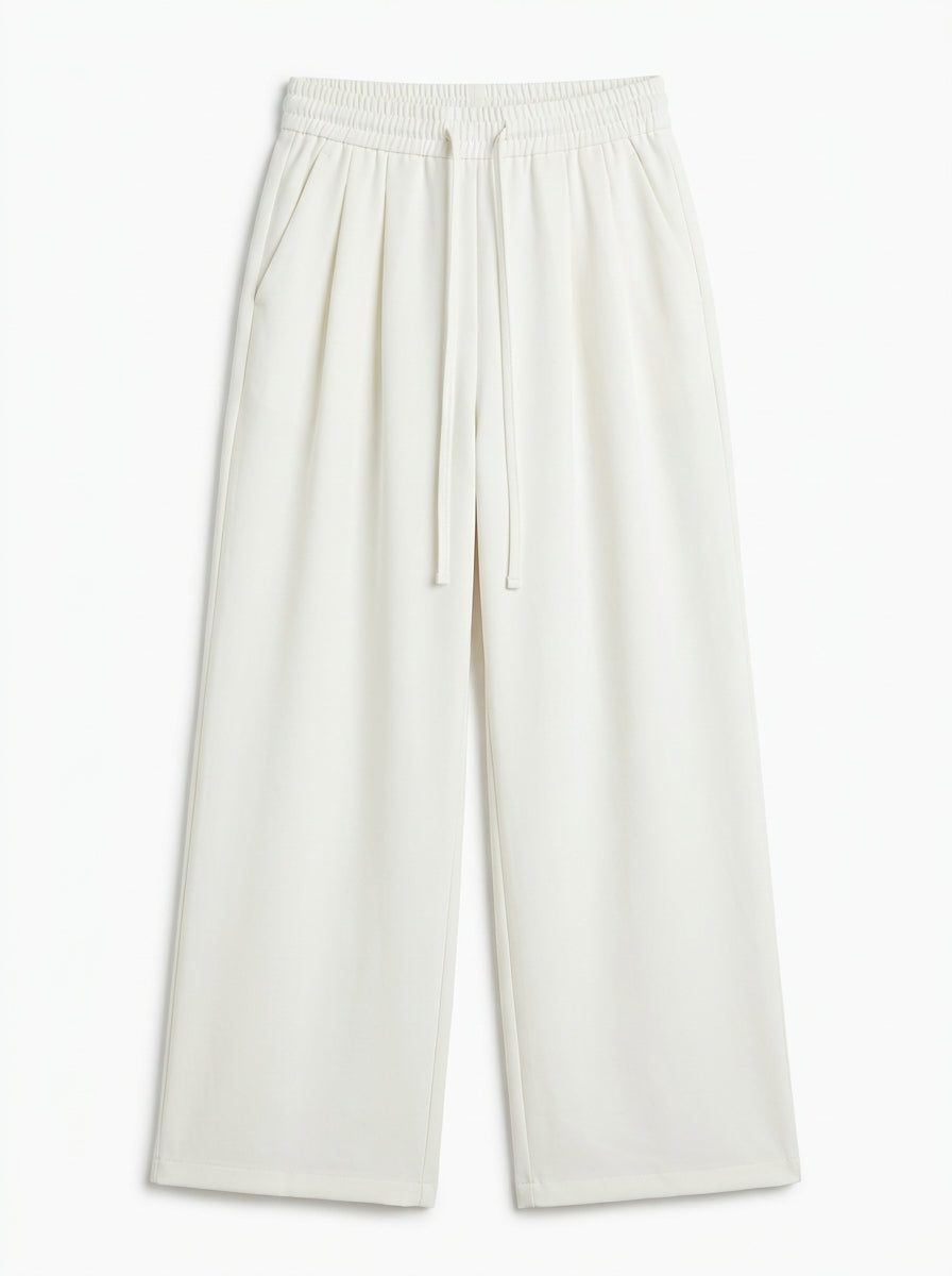 Women's Casual High-Waist Wide-Leg Trousers with Drawstring