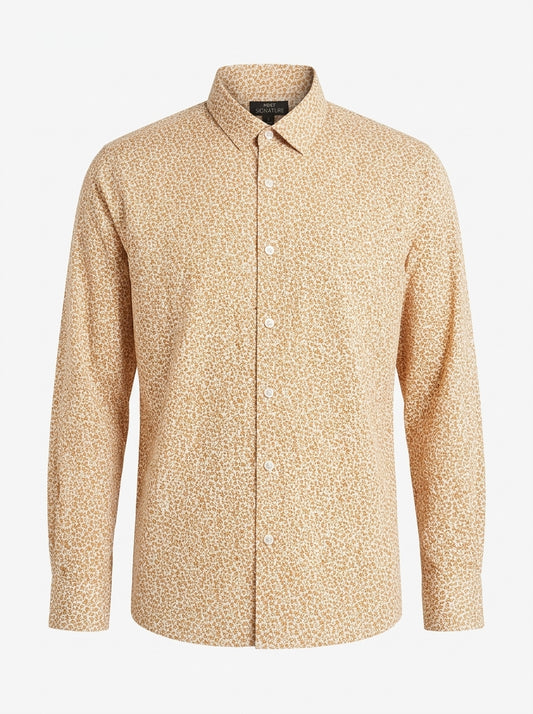 Men’s Mustard Yellow Ditsy Floral Print Shirt