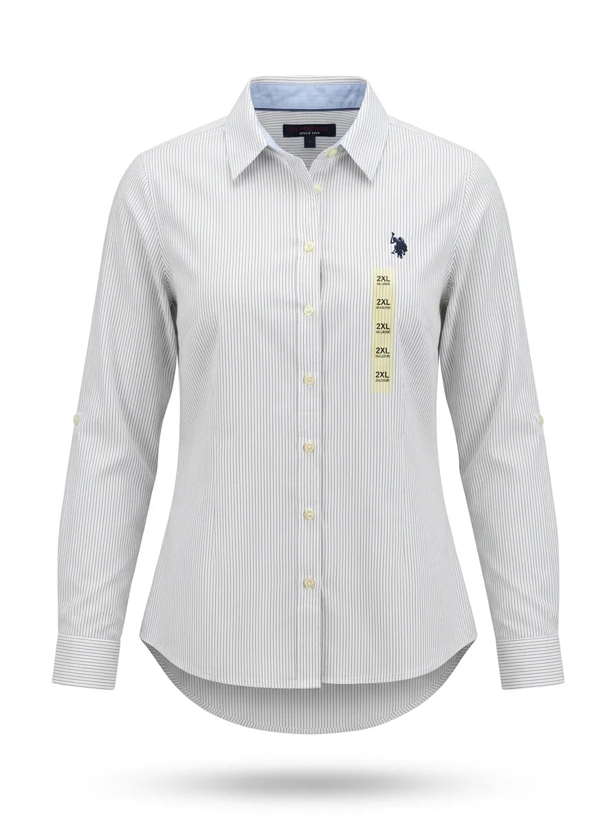 Women's Striped Roll-Tab Sleeve Shirt