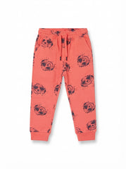Girls' Printed Joggers – Coral Red