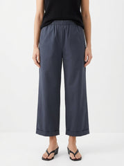 Womens Navy Blue Cuffed Trousers