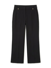 Women's Classic Tailored Black Straight-Leg Trousers with Gold Button Details