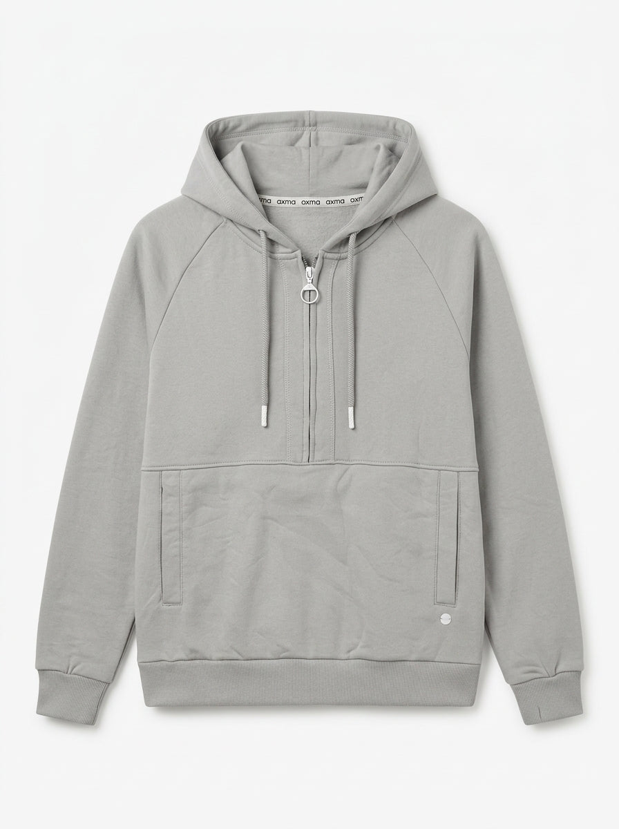 Women Minimalist Half-Zip Raglan Fleece Hoodie