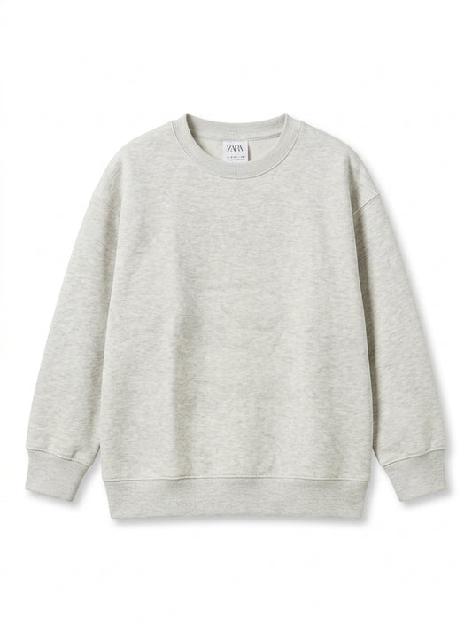 Kids' Oversized Crewneck Sweatshirt – Heather Oatmeal / Light Grey
