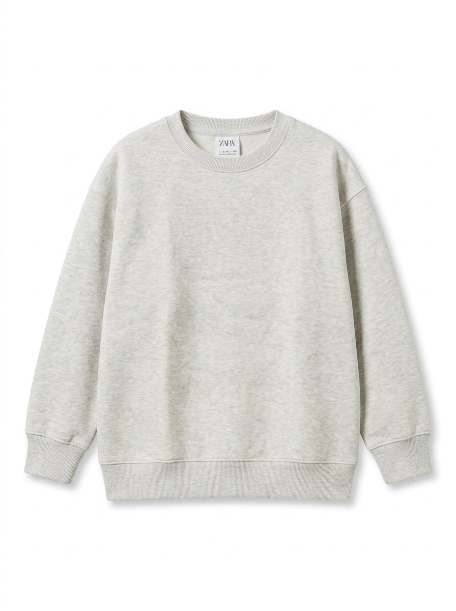 Kids' Oversized Crewneck Sweatshirt – Heather Oatmeal / Light Grey