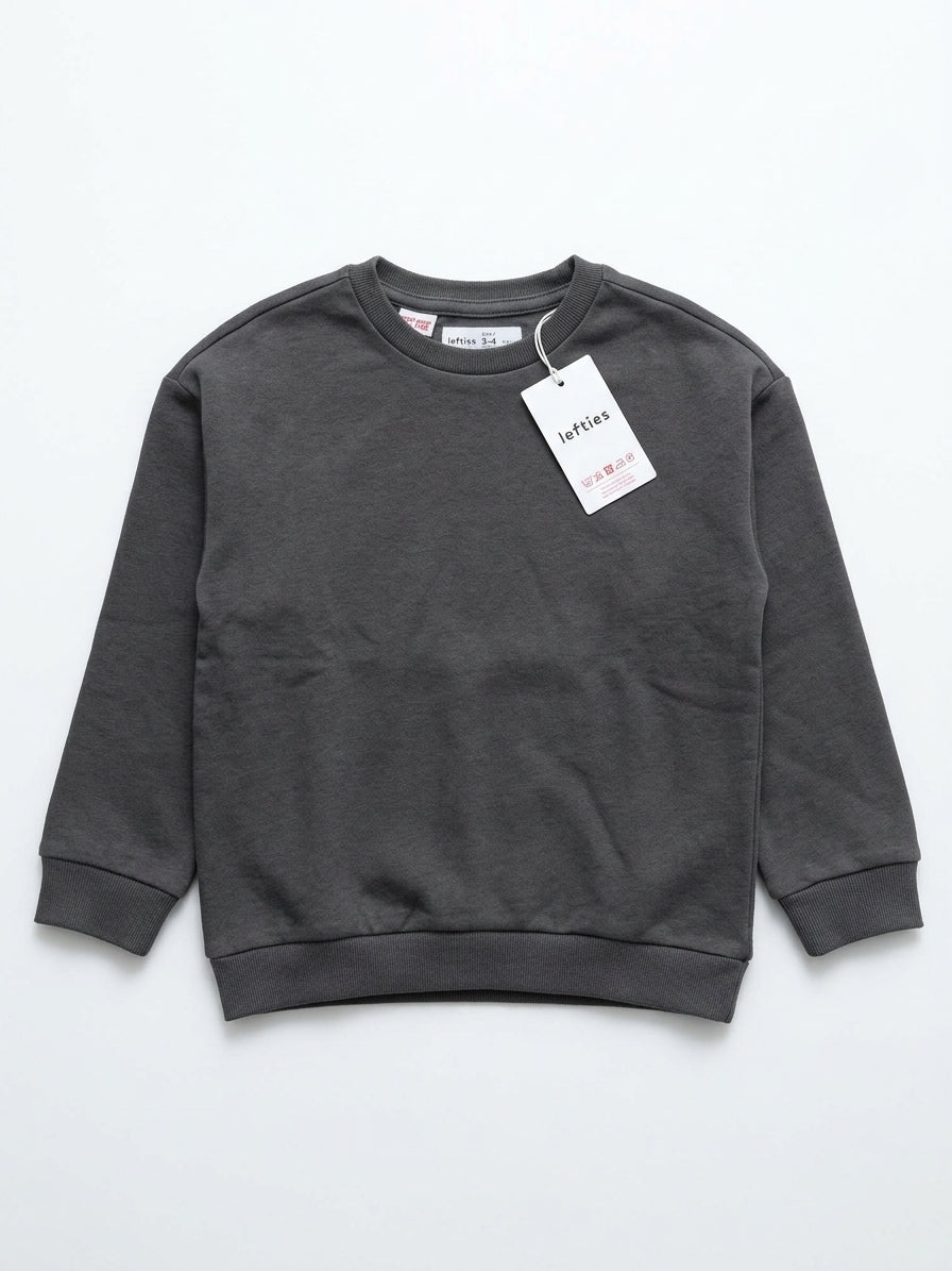 Classic Boys Dark Grey Crewneck Sweatshirt – Casual Long-Sleeve Pullover