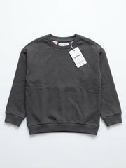 Classic Boys Dark Grey Crewneck Sweatshirt – Casual Long-Sleeve Pullover