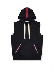 Black Sleeveless Zip-Up Hoodie Vest | Men's Streetwear