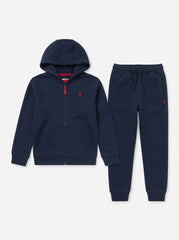 Boys' Fleece Full-Zip Hoodie and Jogger Tracksuit Set – Navy Blue