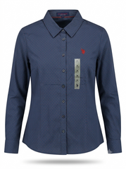 Women's Navy Polka Dot Button-Down Shirt