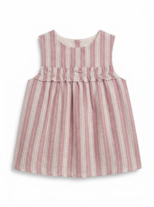 Kids' Pink Striped Ruffle Top