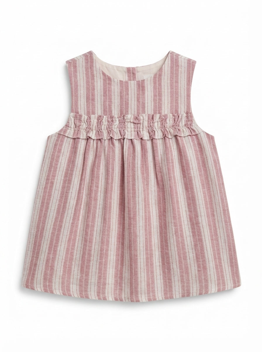Kids' Pink Striped Ruffle Top