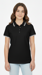 ELEVATE Women's Amarago Piping Polo - Solid Black
