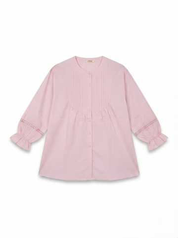 Women's Pleated Pintuck Blouse – Powder Pink