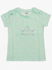 LC Waikiki Girls' Mint Green Floral T-Shirt - "Today is a Good Day" Print