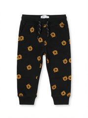 Boys' Black Tiger Print Joggers with Drawstring Waist