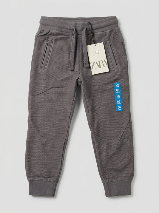 Zara Kids' Textured Grey Ribbed Joggers | Active Sweatpants