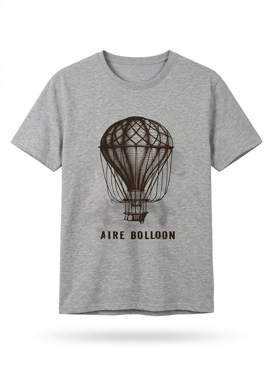 Men's Vintage Hot Air Balloon Graphic T-Shirt – Heather Grey Crew Neck Tee