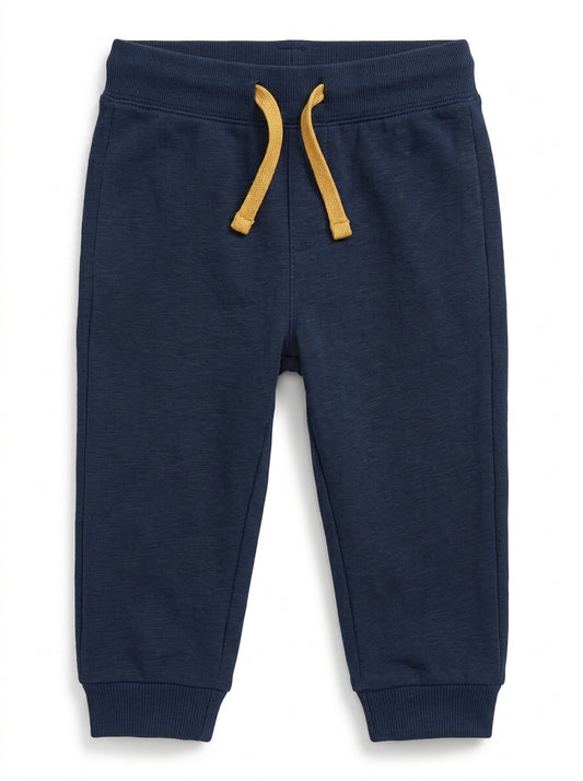 Boys’ Navy Blue Solid Jogger Pants – Soft Cotton Drawstring Sweatpants