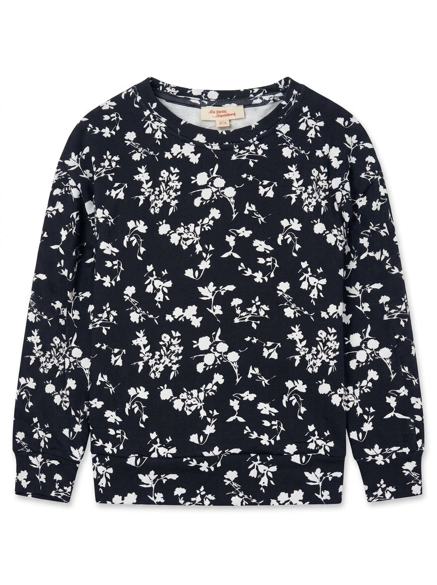 Girls' Floral Print Long Sleeve Sweatshirt Casual Crewneck Pullover