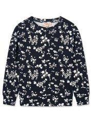 Girls' Floral Print Long Sleeve Sweatshirt Casual Crewneck Pullover