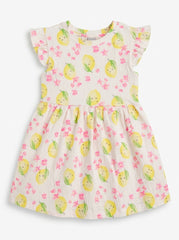 Lemon and Floral Print Ruffle-Sleeve Top for Girls