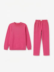 Girls' Fleece Crewneck Sweatshirt and Jogger Tracksuit Set – Pink