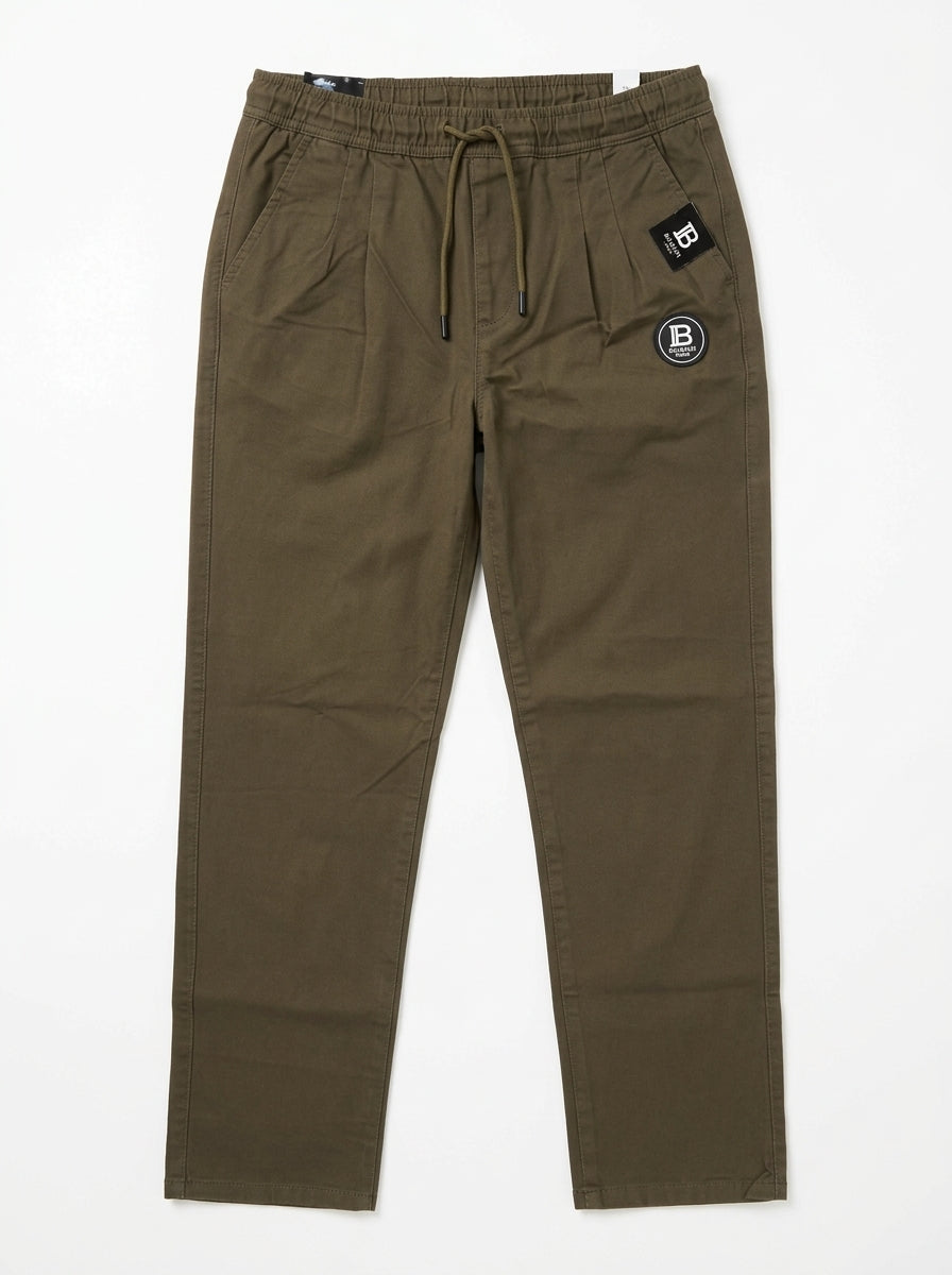 Men's Olive Green Casual Drawstring Trousers