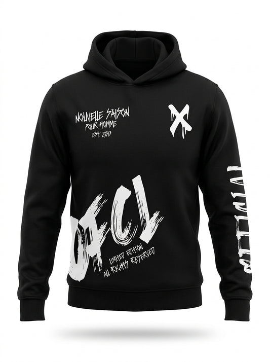 Men's Graphic Streetwear Pullover Hoodie – Black / Graffiti Prints