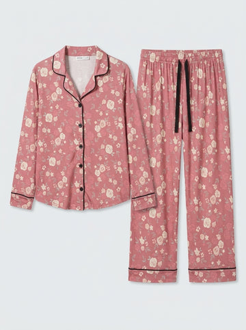 Oysho Blushing Rose Soft Cotton Pajama Co-Ord Set