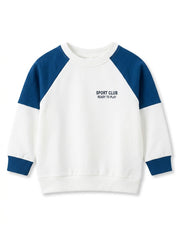 Kids "Sport Club" Colorblock Raglan Sweatshirt – Long Sleeve Crewneck Pullover