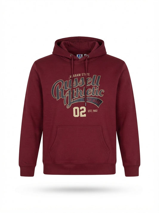 Russell Athletic Maroon Graphic Hoodie | Men's Streetwear Pullover