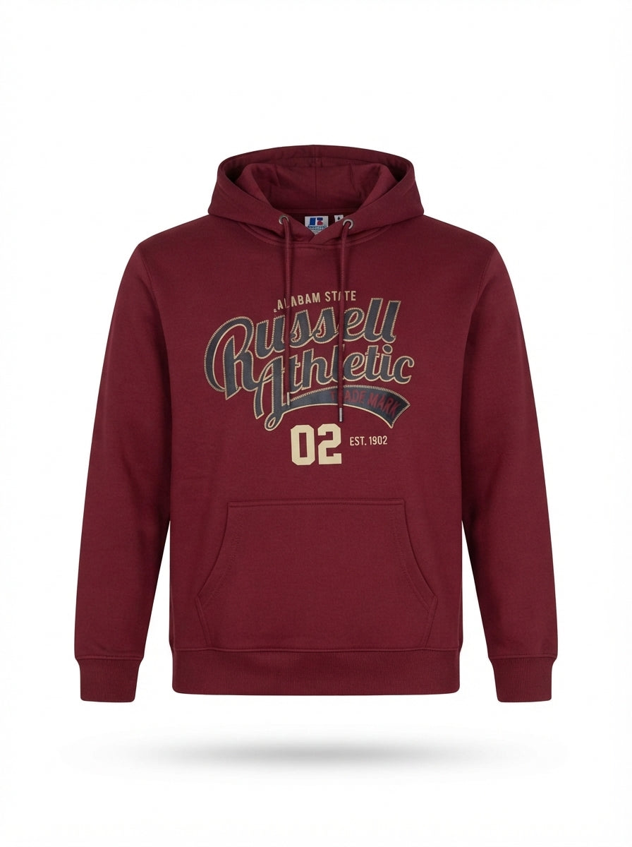 Russell Athletic Maroon Graphic Hoodie | Men's Streetwear Pullover