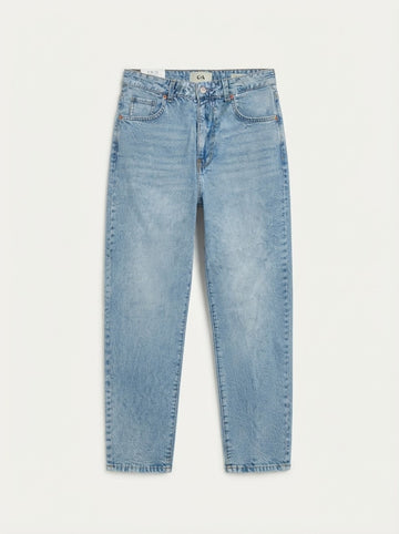 C&A Women’s Mom High Waist Ankle Jeans – Light Wash Denim